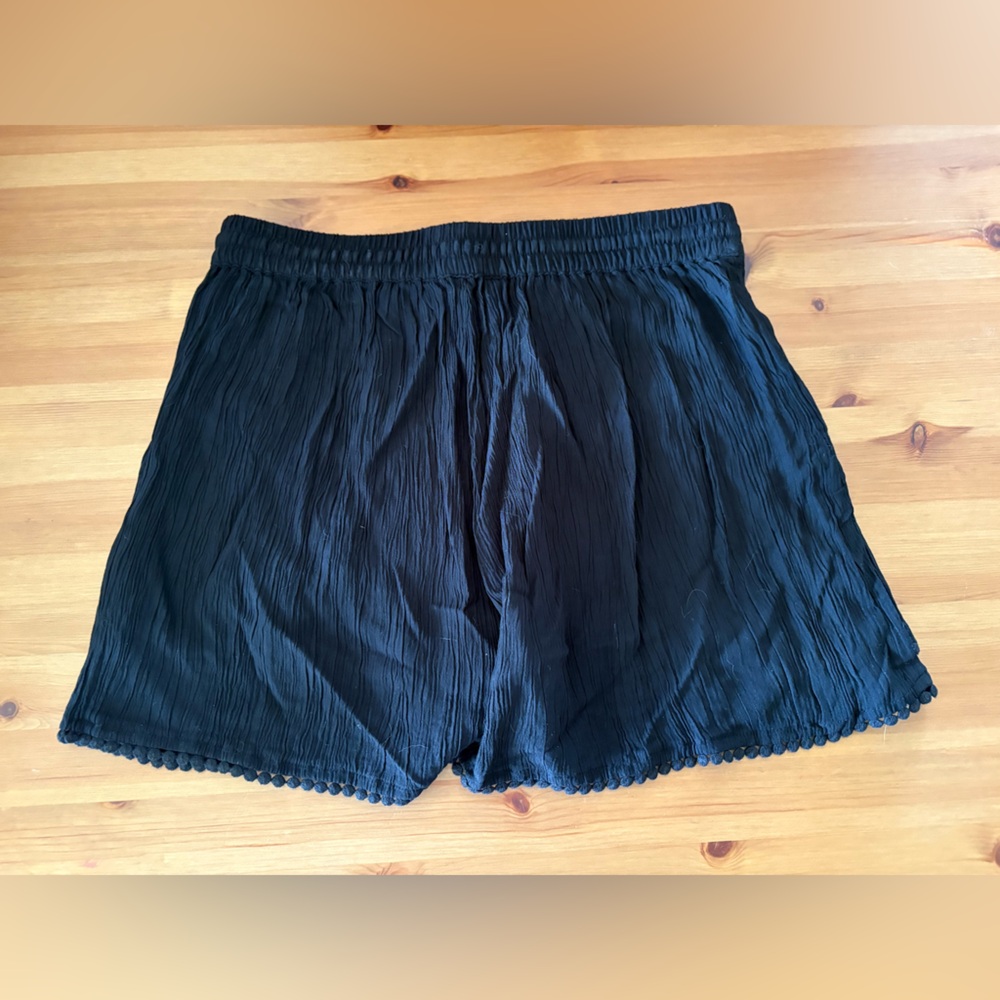 ZARA Smocked Ruffled Tiered Black Gauze Drawstring Skort Size Medium NWT - Picture 14 of 14